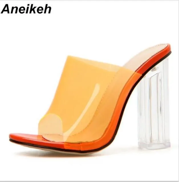 New Women Sandals PVC Jelly Crystal Heel Transparent Women Sexy Clear High Heels  Sandals