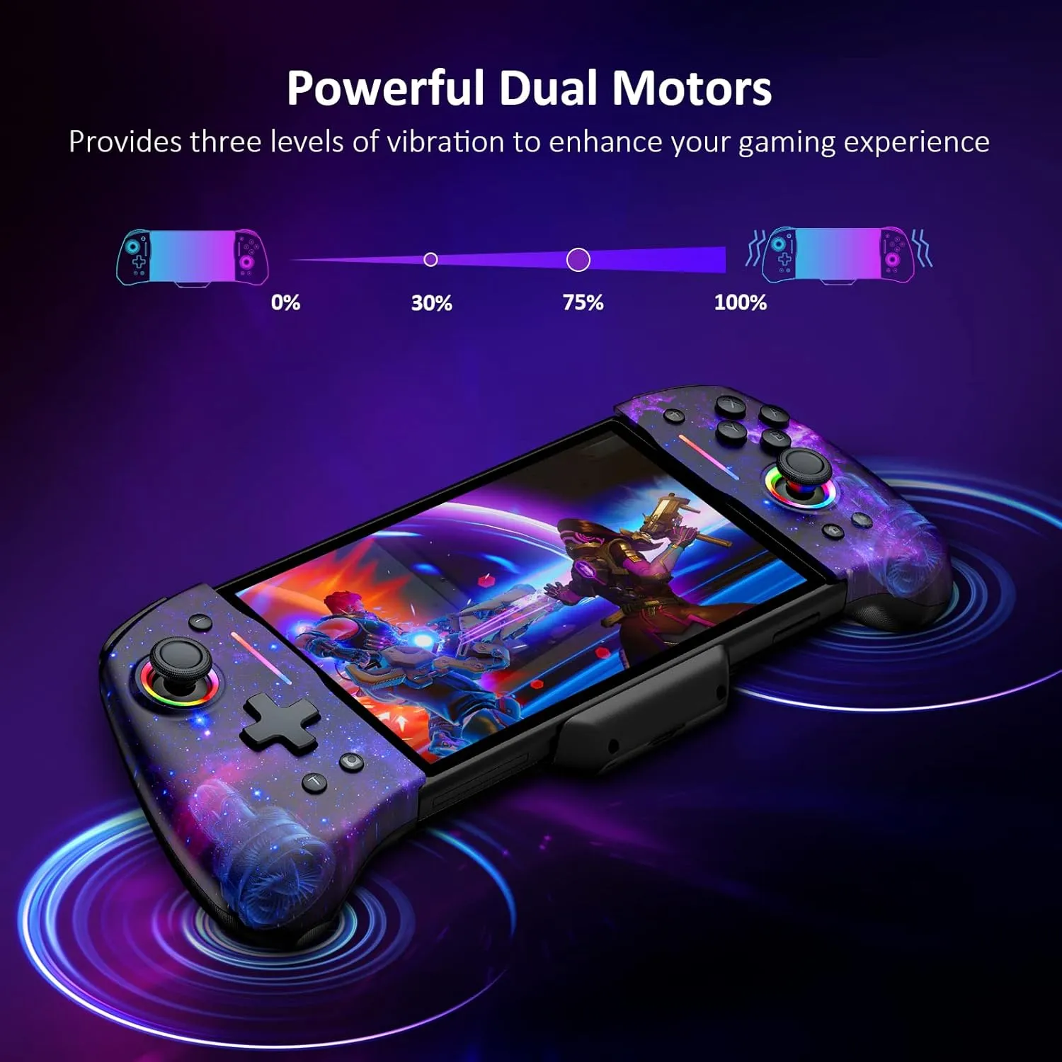 NexiGo Gripcon (Gen 2), Enhanced Switch/Switch OLED Controller for Handheld Mode, Adjustable LED Light, Ergonomic Design, 6-Axis Gyro, Turbo, Mapping, Cosmic Nebula