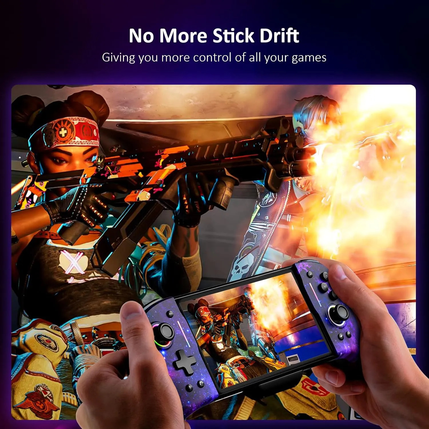 NexiGo Gripcon (Gen 2), Enhanced Switch/Switch OLED Controller for Handheld Mode, Adjustable LED Light, Ergonomic Design, 6-Axis Gyro, Turbo, Mapping, Cosmic Nebula