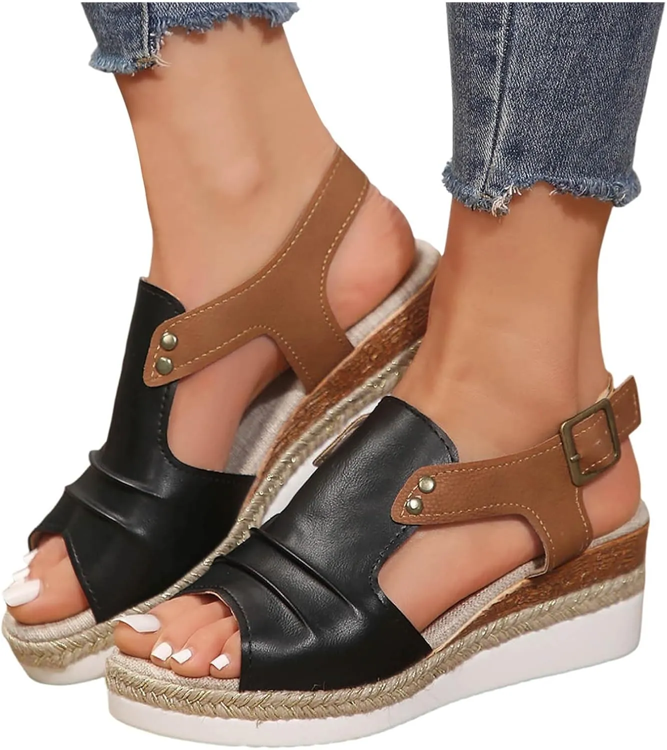 Orthopedic Platform Wedge Sandals for Women 2025 Dressy Casual Espadrilles Sandals Ankle Strap Boho Beach Outdoor Shoes