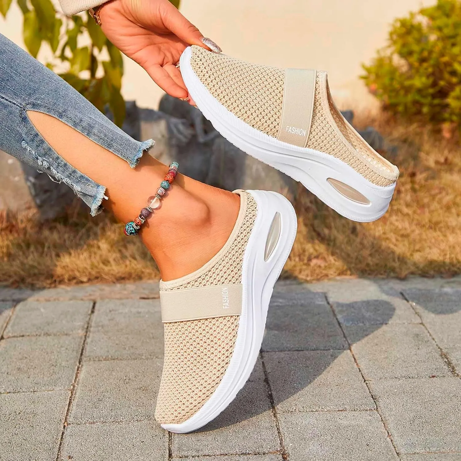 Orthopedic Sandals for Women Arch Support Breathable Sandals Slip on Air-Cushion Walking Shoes Wedge Sandal
