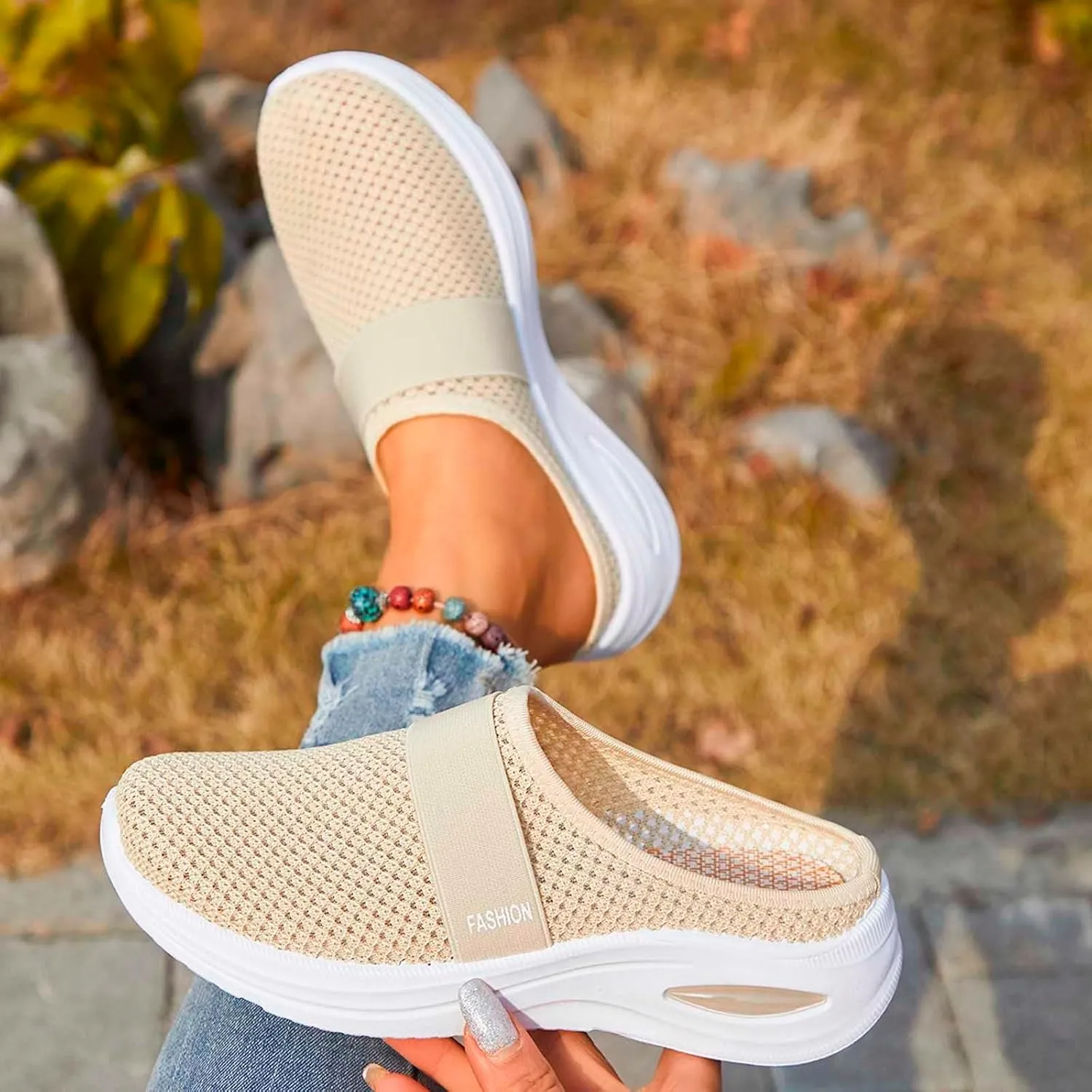 Orthopedic Sandals for Women Arch Support Breathable Sandals Slip on Air-Cushion Walking Shoes Wedge Sandal