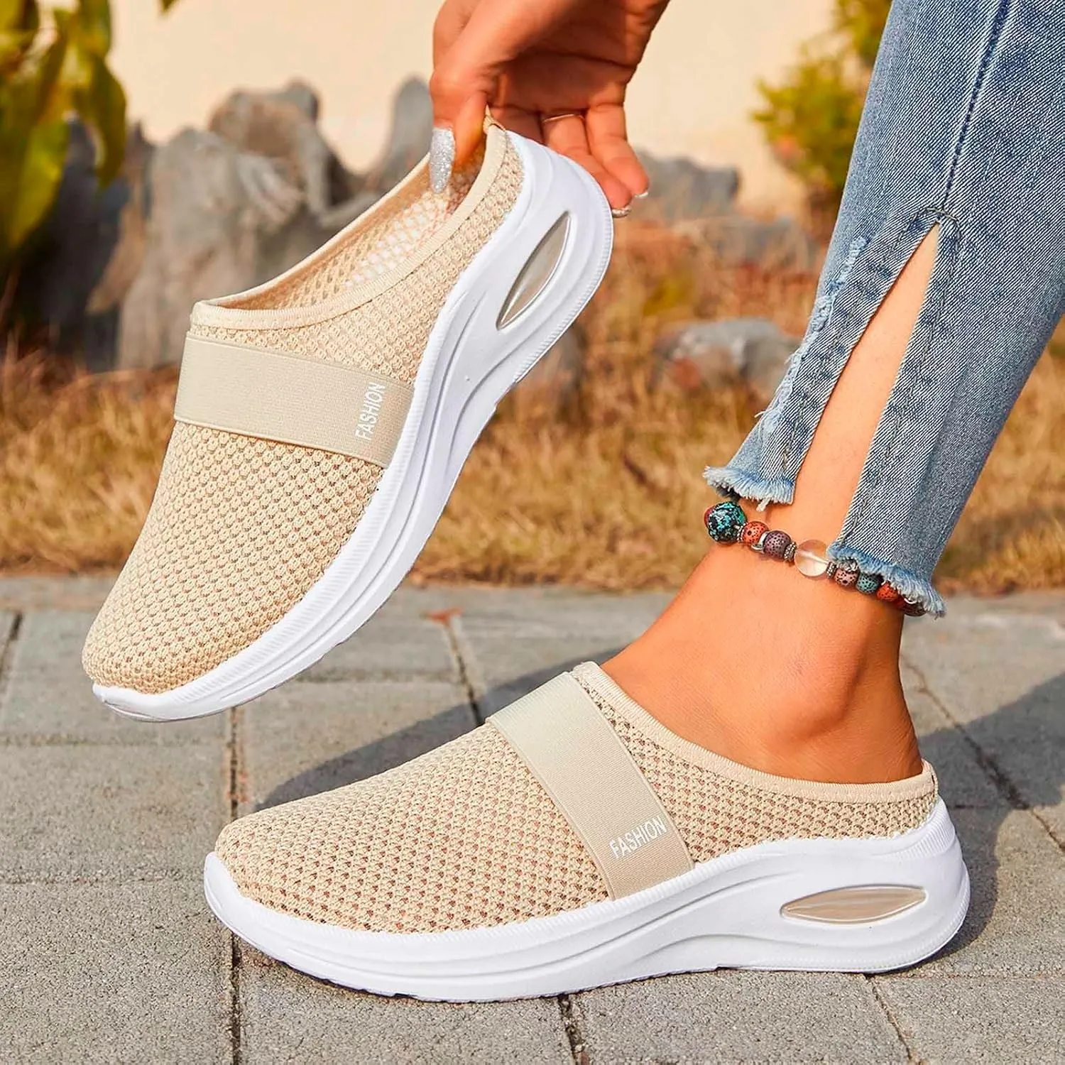 Orthopedic Sandals for Women Arch Support Breathable Sandals Slip on Air-Cushion Walking Shoes Wedge Sandal