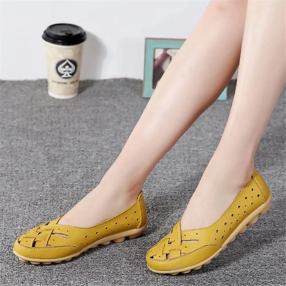 Orthopedic Sandals for Women Loafers Dress Shoes Summer Casual Slip-On Shoes Breathable Leather Comfortable Hollow Soft Flats Sandals Closed Toe Low Heel Flat Shoe Breathable Casual Outdoor Shoe