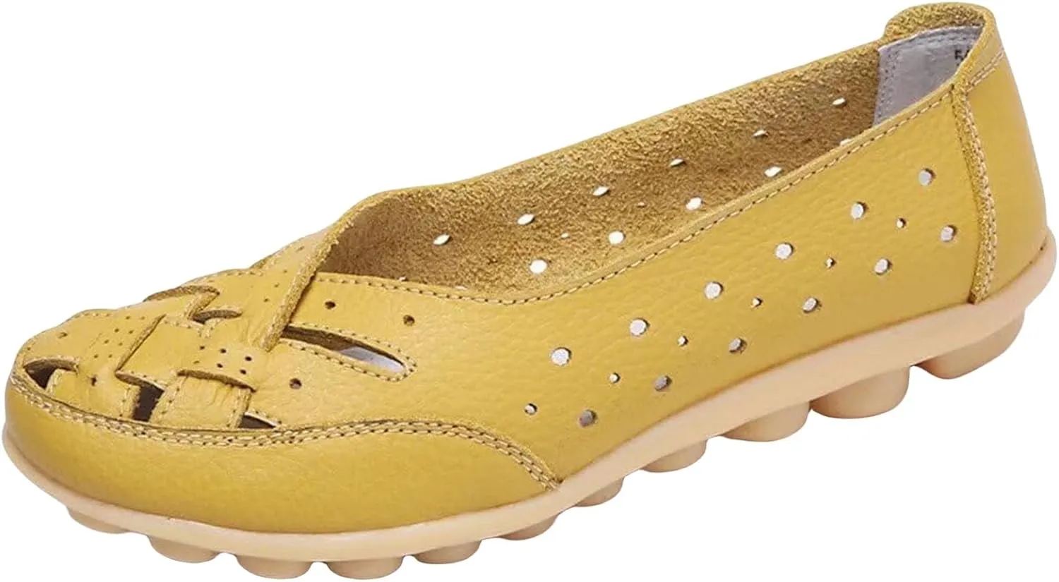 Orthopedic Sandals for Women Loafers Dress Shoes Summer Casual Slip-On Shoes Breathable Leather Comfortable Hollow Soft Flats Sandals Closed Toe Low Heel Flat Shoe Breathable Casual Outdoor Shoe