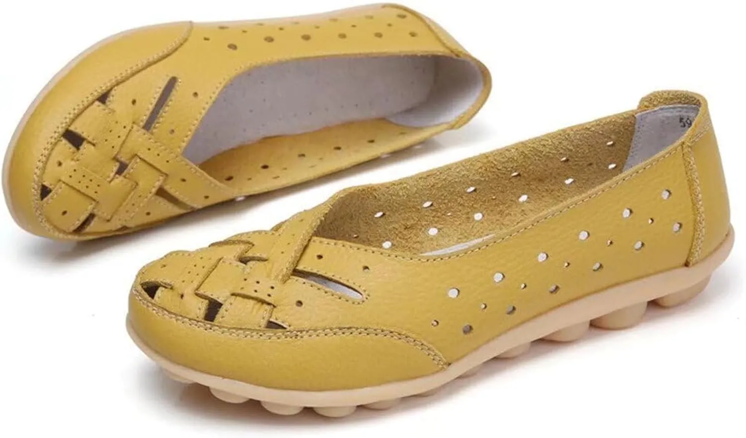 Orthopedic Sandals for Women Loafers Dress Shoes Summer Casual Slip-On Shoes Breathable Leather Comfortable Hollow Soft Flats Sandals Closed Toe Low Heel Flat Shoe Breathable Casual Outdoor Shoe