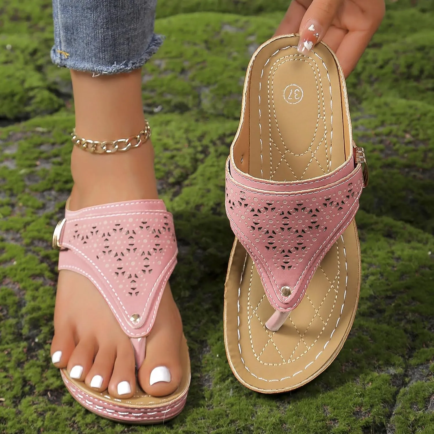 Orthopedic Sandals for Women,Women Orthotic Wedge Sandal,Breathable Mesh Hollow Sports Sandal,Comfortable Walking Shoes Anti-Slip Arch Support Wedges Sandals Summer Beach Shoes