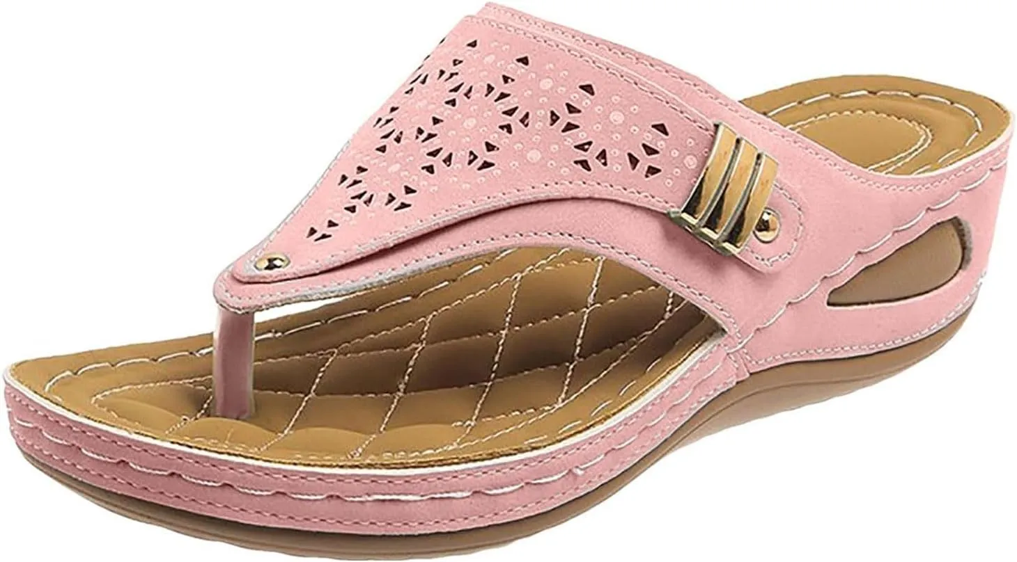 Orthopedic Sandals for Women,Women Orthotic Wedge Sandal,Breathable Mesh Hollow Sports Sandal,Comfortable Walking Shoes Anti-Slip Arch Support Wedges Sandals Summer Beach Shoes
