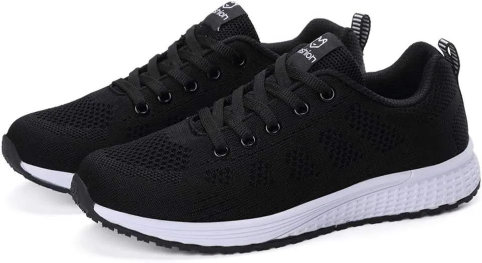 Orthopedic Tennis Shoes for Women Mesh Lace-Up Casual Sneakers Comfortable Non Slip Cushion Sneakers Wide Width Running Shoes