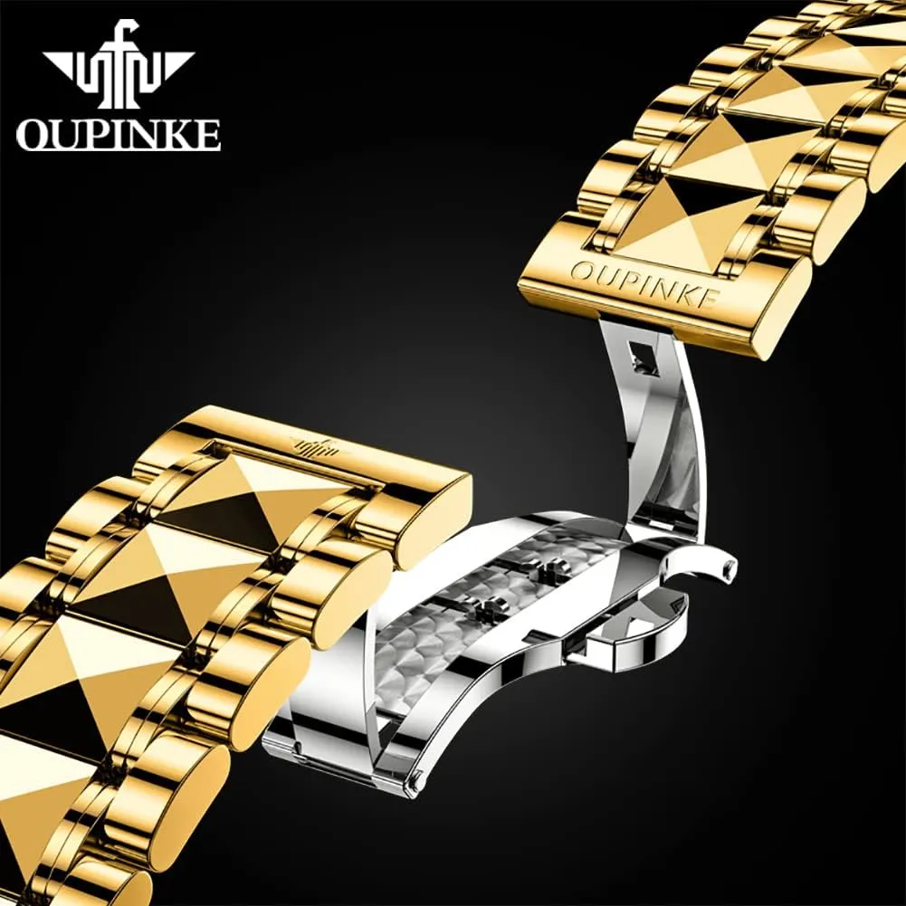 OUPINKE Mens Automatic Wrist Watch Luxury Diamond Self Winding Mechanical Waterproof Sapphire Crystal Date Watch