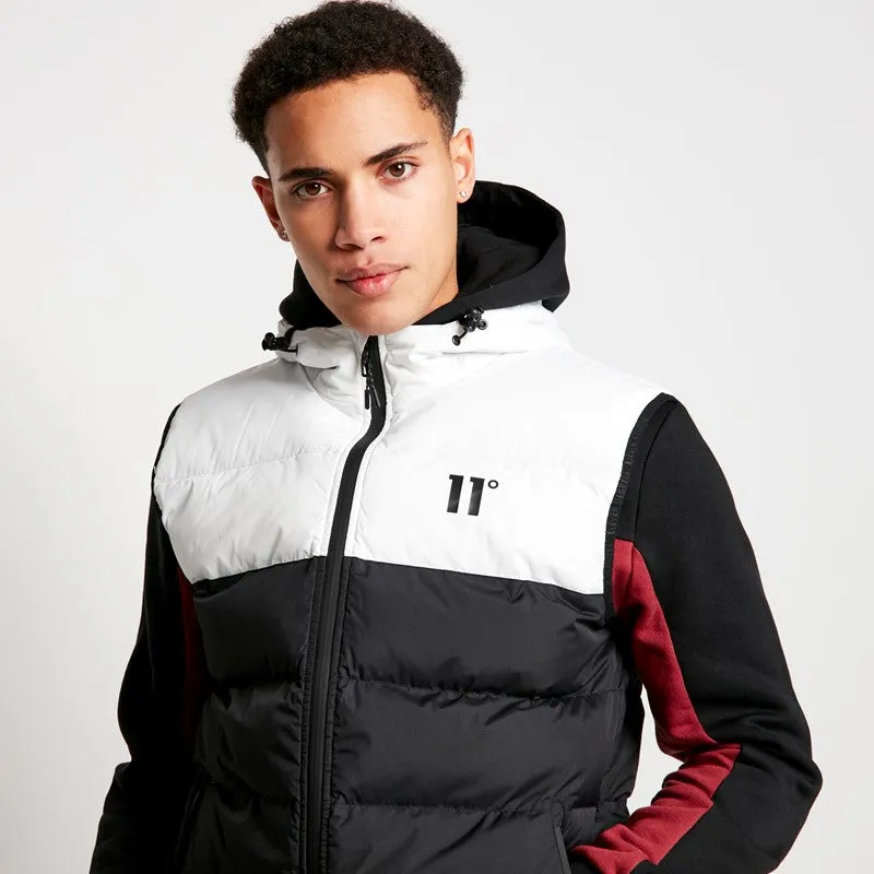 Panelled Block Puffer Gilet With Hood - Black / White