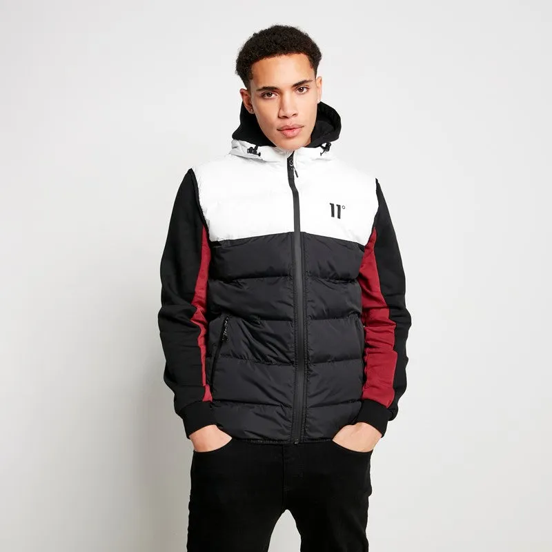 Panelled Block Puffer Gilet With Hood - Black / White