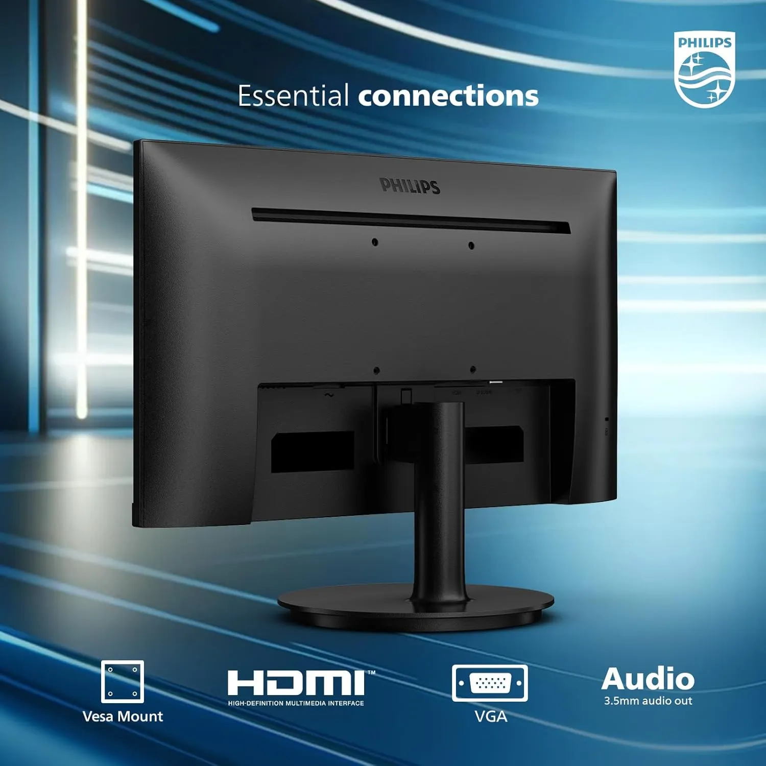 Philips 22 inch Class Thin Full HD (1920 x 1080) Monitor, 100Hz Refresh Rate, VESA, HDMI x1, VGA x1, LowBlue Mode, Adaptive Sync, 4 Year Advance Replacement Warranty, 221V8LB