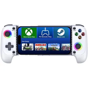 Phone Controller for iPhone/Android - Mobile Gaming Controller with Hall Effect Joystick, Phone Case Support, Cool Dynamic Light, Turbo Function, Dual Vibration- Phone Controller Compatible with More Games