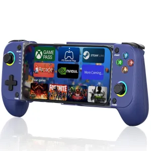 Phone Controller for iPhone/Android - Mobile Gaming Controller with Hall Effect Joystick, Phone Case Support, Cool Dynamic Light, Turbo Function, Dual Vibration- Phone Controller Compatible with More Games