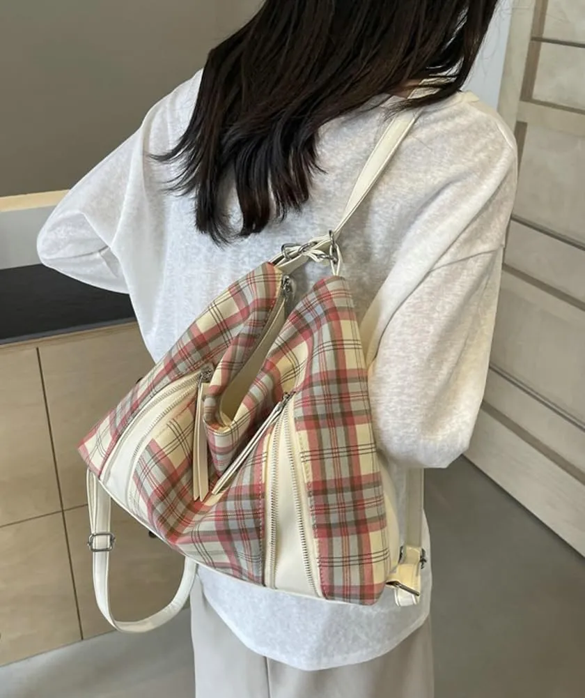 Plaid Hobo Bags fir Women Trendy Leather Shoulder Bag Purse Cute Slouchy Tote Bag Satchel Handbag Crossbody Bag