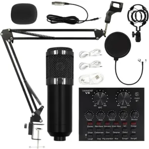 Podcast Microphonne Kit - Dynamic Microphonne Set, Professional Audio Recording Gear | Studio Equipment Bundle, Podcast Sound Card Set, Broadcasting Live Streaming Studio Supplies for Professionals