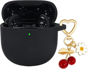 Protective Case Cover for Bose QuietComfort Earbuds II 2022/ QuietComfort Ultra 2023,Cute Cherry Charm Keychain,Soft Silicone Protective Case for Bose QC ii 2 Earbuds Charging Case Black