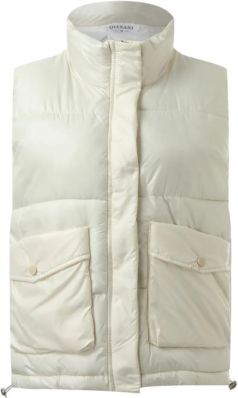 Puffer Vest Women Sleeveless 2024 Winter Down Coats Outerwear Warm Puffer Jacket Lightweight Stand-up Collar Down Vests