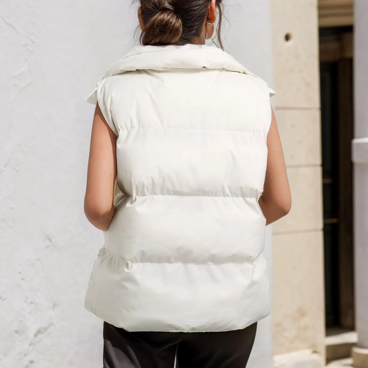 Puffer Vest Women Sleeveless Zip Up Outerwear Warm Lightweight Down Coats Jackets with Pocket Winter Quilted Vests