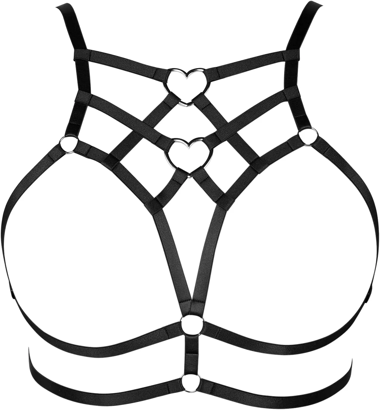 Punk Body Harness Gothic Lingerie Womens Plus Size Waist Cage Breast Hollow-Out Bra Strappy Tops Peach Shape at Chest Belts