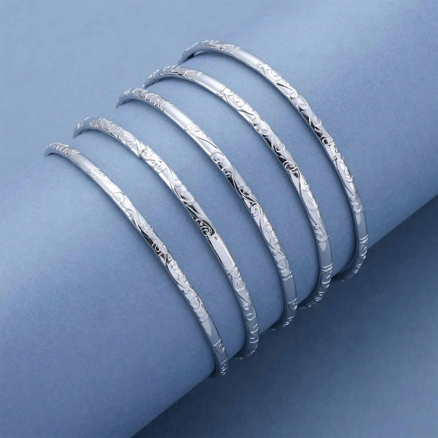 Punk Filled Hammered Bracelet Gold Bangle Bracelet Thin Round Bangle Bracelets Texture Stacking Bracelet Hinged Classic Bracelet Jewelry Set for Women(Gold1)