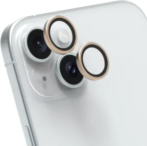 PureGear Camera Lens Protector for Apple iPhone 15 & 15 Plus, Protects Camera Lens from Drops & Scratches, Ultra-Thin HD Tempered Glass Individual Ring Cover Lens Protectors - Gold
