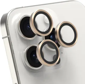 PureGear Camera Lens Protector for Apple iPhone 16Pro, 16ProMax, 15Pro & 15ProMax, Protects Camera Lens from Drops & Scratches, Ultra-Thin HD Tempered Glass Individual Ring Cover Lens Protectors -Gold
