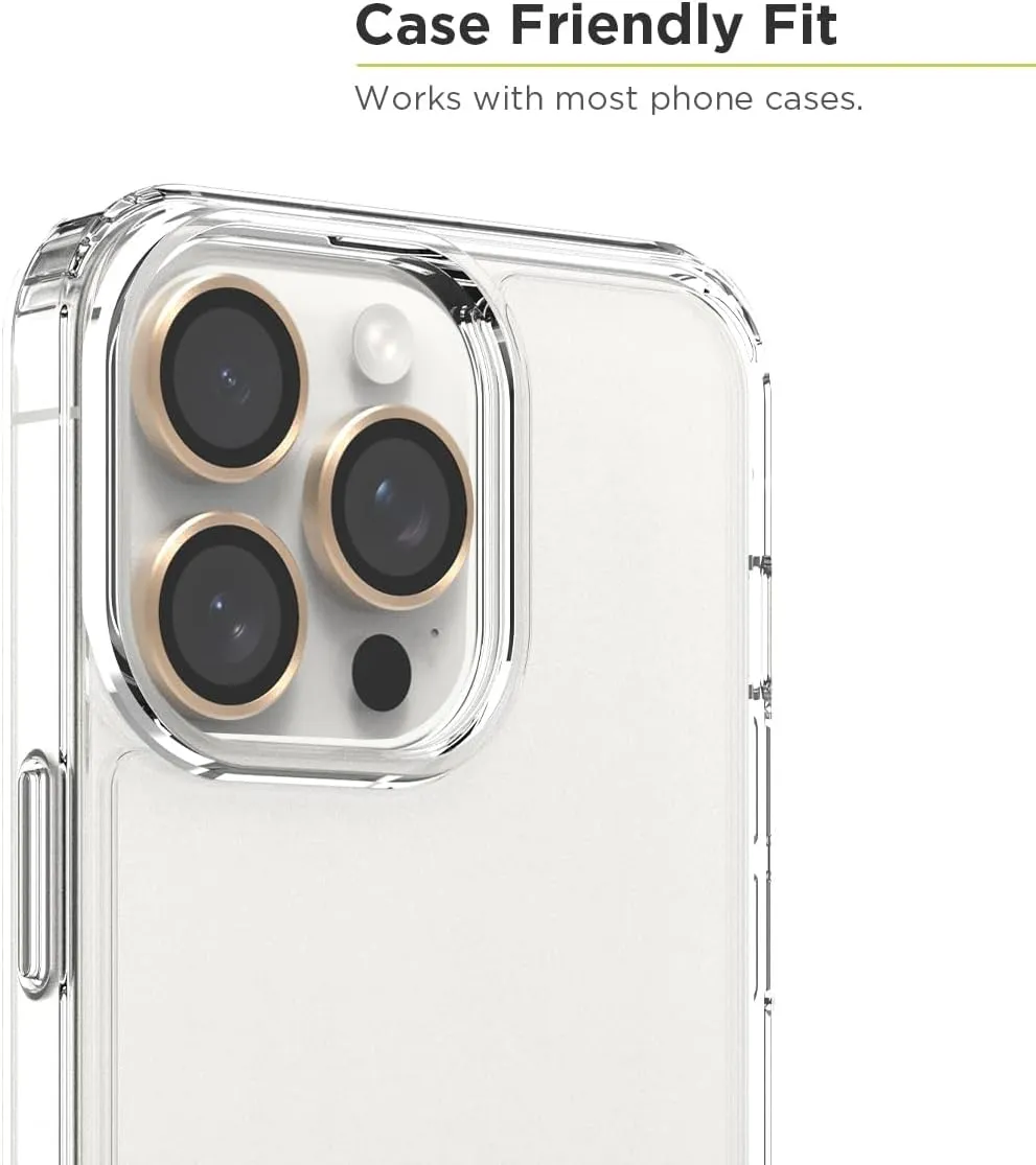 PureGear Camera Lens Protector for Apple iPhone 16Pro, 16ProMax, 15Pro & 15ProMax, Protects Camera Lens from Drops & Scratches, Ultra-Thin HD Tempered Glass Individual Ring Cover Lens Protectors -Gold