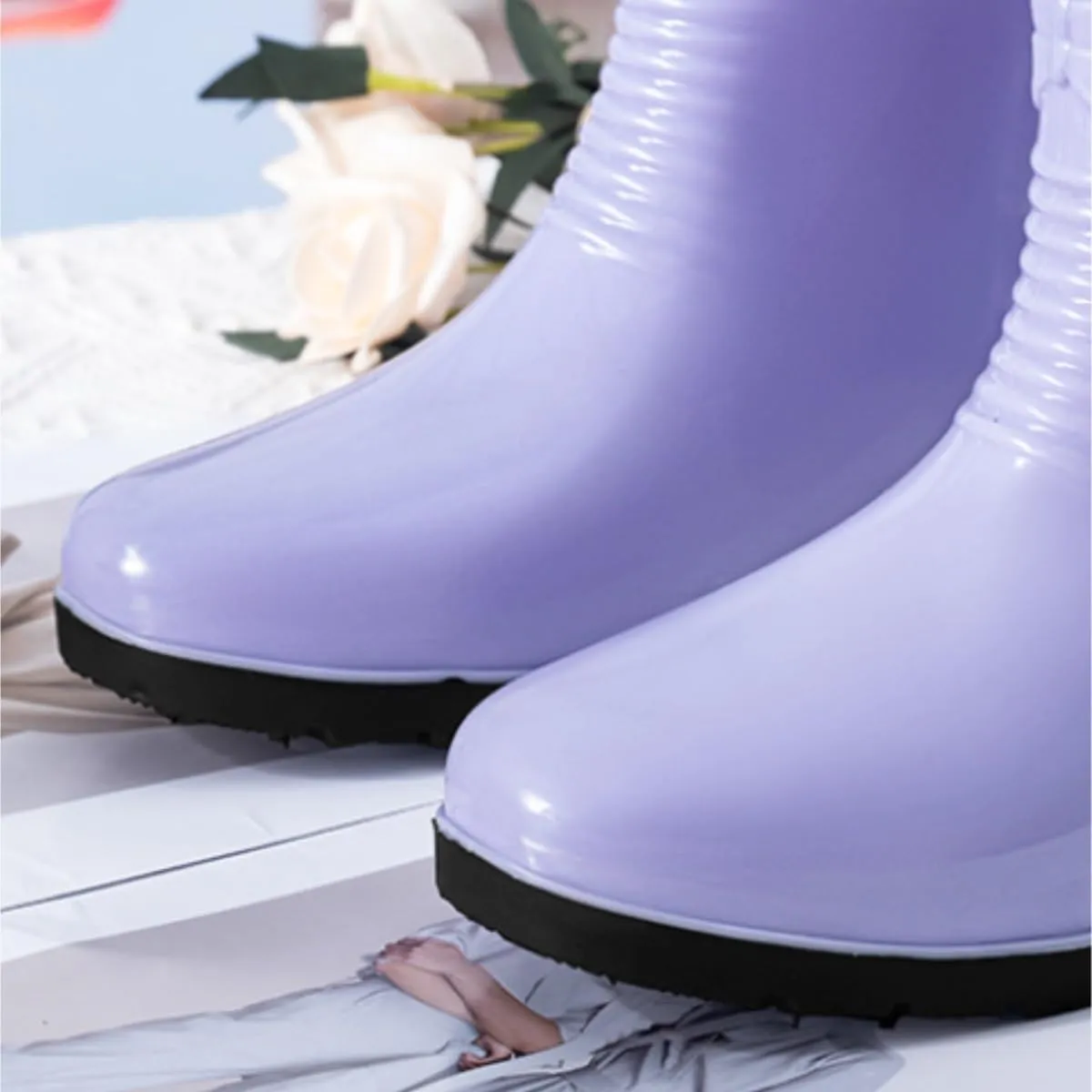 Rain Boots Footwear Women's Short Mid Tube Water Boots Non Slip Rain Boots Waterproof Rubber Shoes Outdoor Work Boots