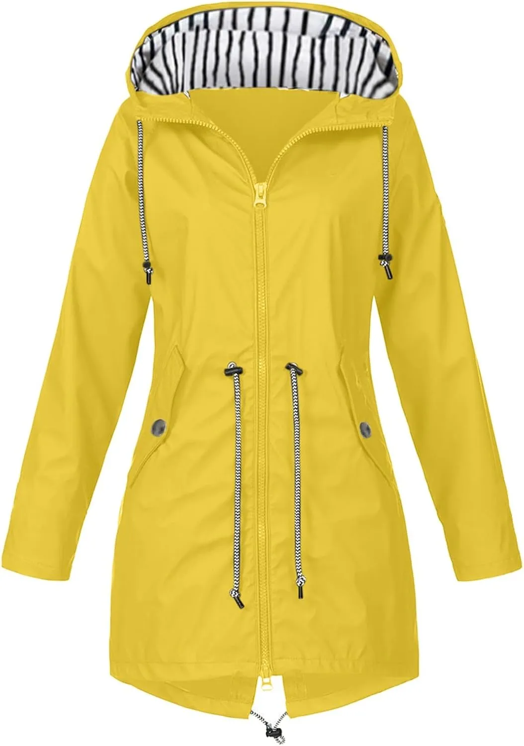 Rain Coats for Women Plus Size Waterproof Hoodie Jacket Windbreaker Lightweight Drawstring Raincoat with Pockets