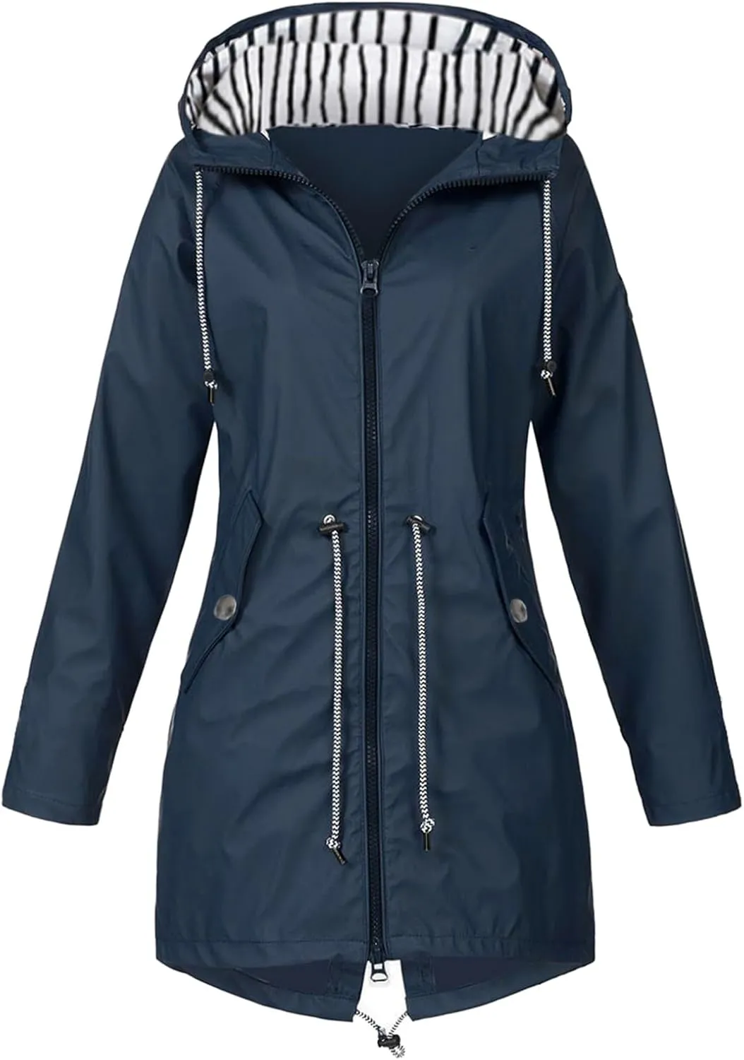 Rain Coats for Women Plus Size Waterproof Hoodie Jacket Windbreaker Lightweight Drawstring Raincoat with Pockets