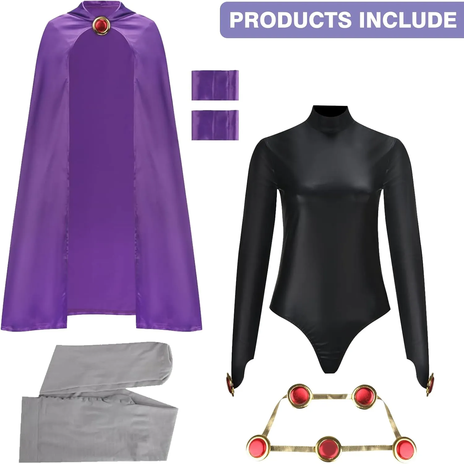 Raven Costume Women Raven Teenager Titans Cape Jumpsuit Superhero Purple Hood Cloak Halloween Cosplay Women
