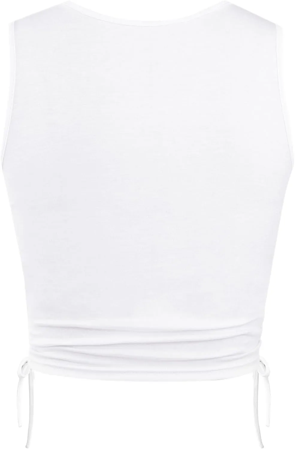Remidoo Women's Casual Drawstring Graphic Cropped Tank Top Ruched Sleeveless Top Shirt