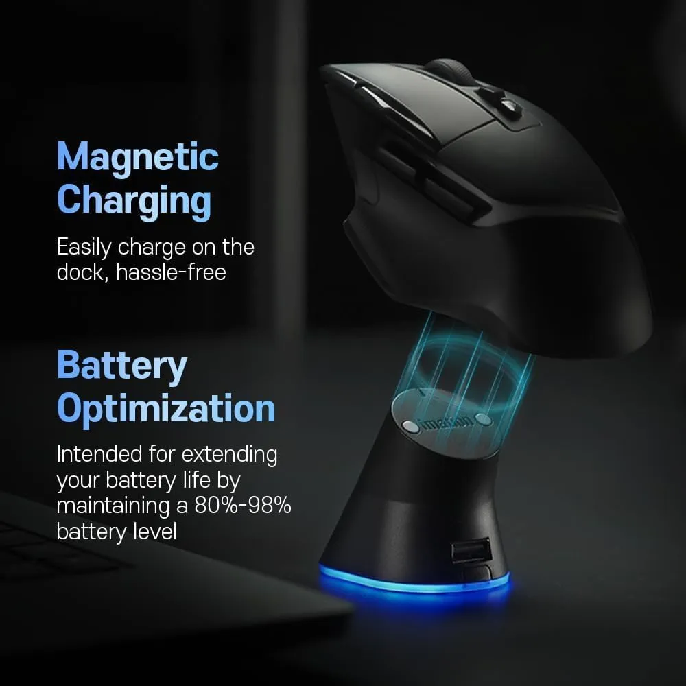 RGB Charging Dock for Logitech Computer Mouse G PRO X Superlight DEX/2/1, G502, G502 X Plus, G502 X Lightspeed, G703, G703 Hero, G903, G PRO Wireless - Computer Mice Powerplay Charging System (Black)