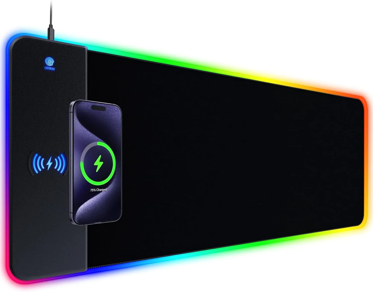 RGB Gaming Mouse Pad with 15W Wireless Charging, Extra Large LED Mousepad with 14 Light Modes, XXL Mouse Pad, Ergonomic Computer Mouse Pad with Non-Slip Rubber Base for Laptop, Gifts for Gamer/Men