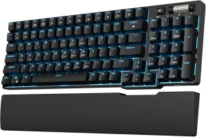 RK ROYAL KLUDGE RK96 90% Triple Mode BT5.0/2.4G/USB-C Hot Swappable Mechanical Keyboard with Magnetic Wrist Rest, 96 Keys Wireless Gaming Keyboard with Software, Blue Backlight