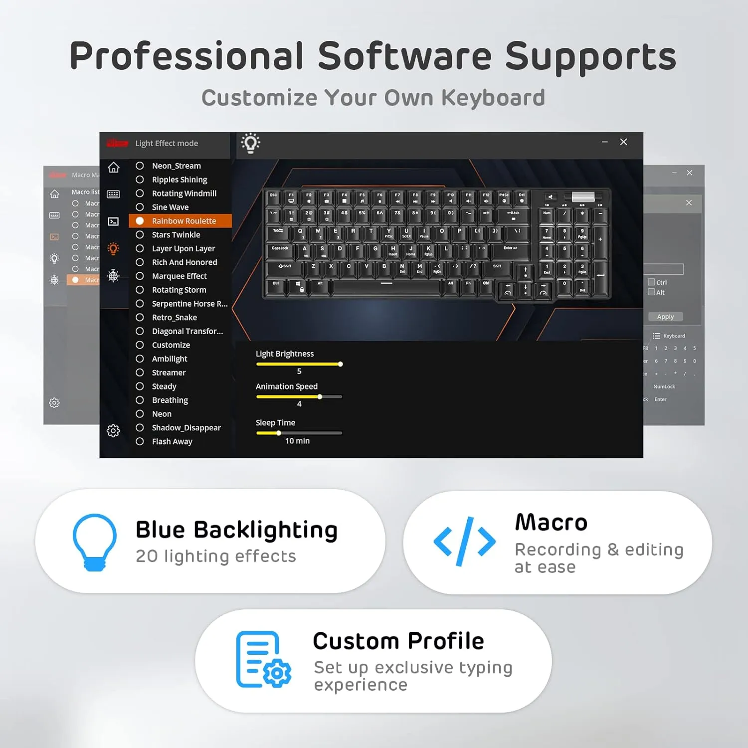 RK ROYAL KLUDGE RK96 90% Triple Mode BT5.0/2.4G/USB-C Hot Swappable Mechanical Keyboard with Magnetic Wrist Rest, 96 Keys Wireless Gaming Keyboard with Software, Blue Backlight