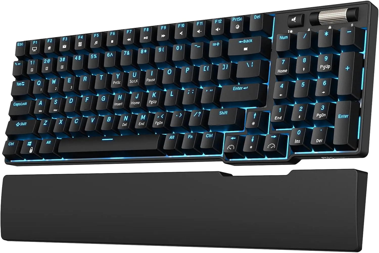 RK ROYAL KLUDGE RK96 90% Triple Mode BT5.0/2.4G/USB-C Hot Swappable Mechanical Keyboard with Magnetic Wrist Rest, 96 Keys Wireless Gaming Keyboard with Software, Blue Backlight