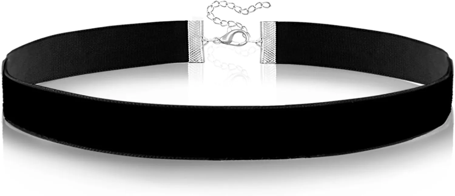 Ronglry Black Velvet Choker Necklace for Women - Adjustable Layered Goth Chokers for Party, Cosplay & Gift