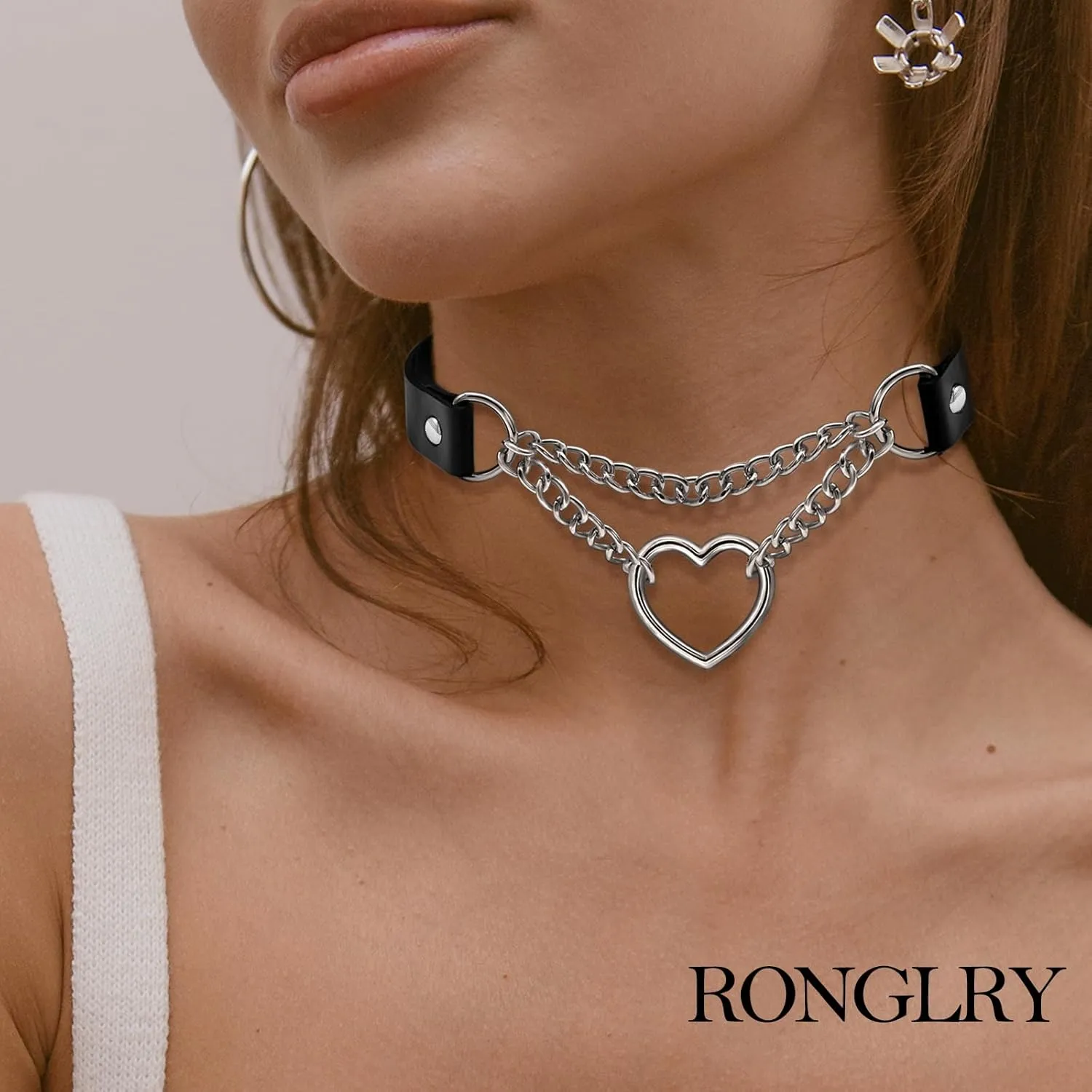 Ronglry Black Velvet Choker Necklace for Women - Adjustable Layered Goth Chokers for Party, Cosplay & Gift