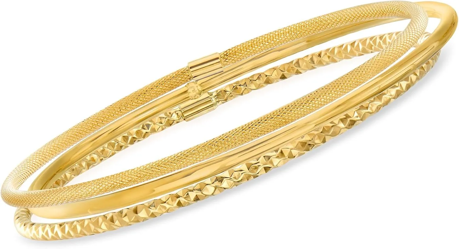 Ross-Simons Italian 14kt Yellow Gold Multi-Finish Jewelry Set: 3 Bangle Bracelets