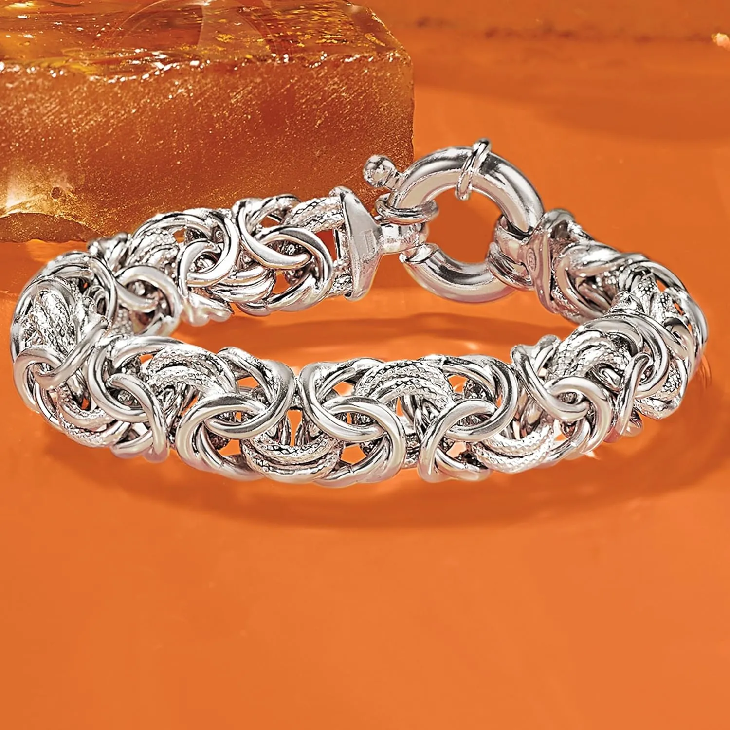 Ross-Simons Italian Sterling Silver Textured and Polished Byzantine Bracelet