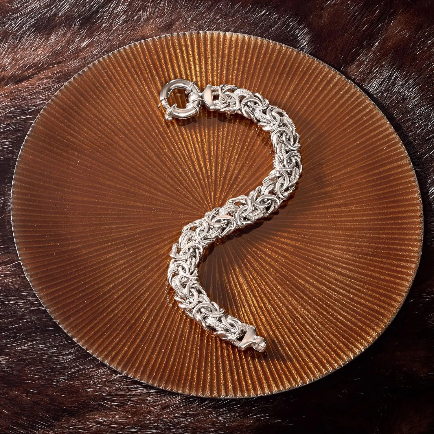 Ross-Simons Italian Sterling Silver Textured and Polished Byzantine Bracelet