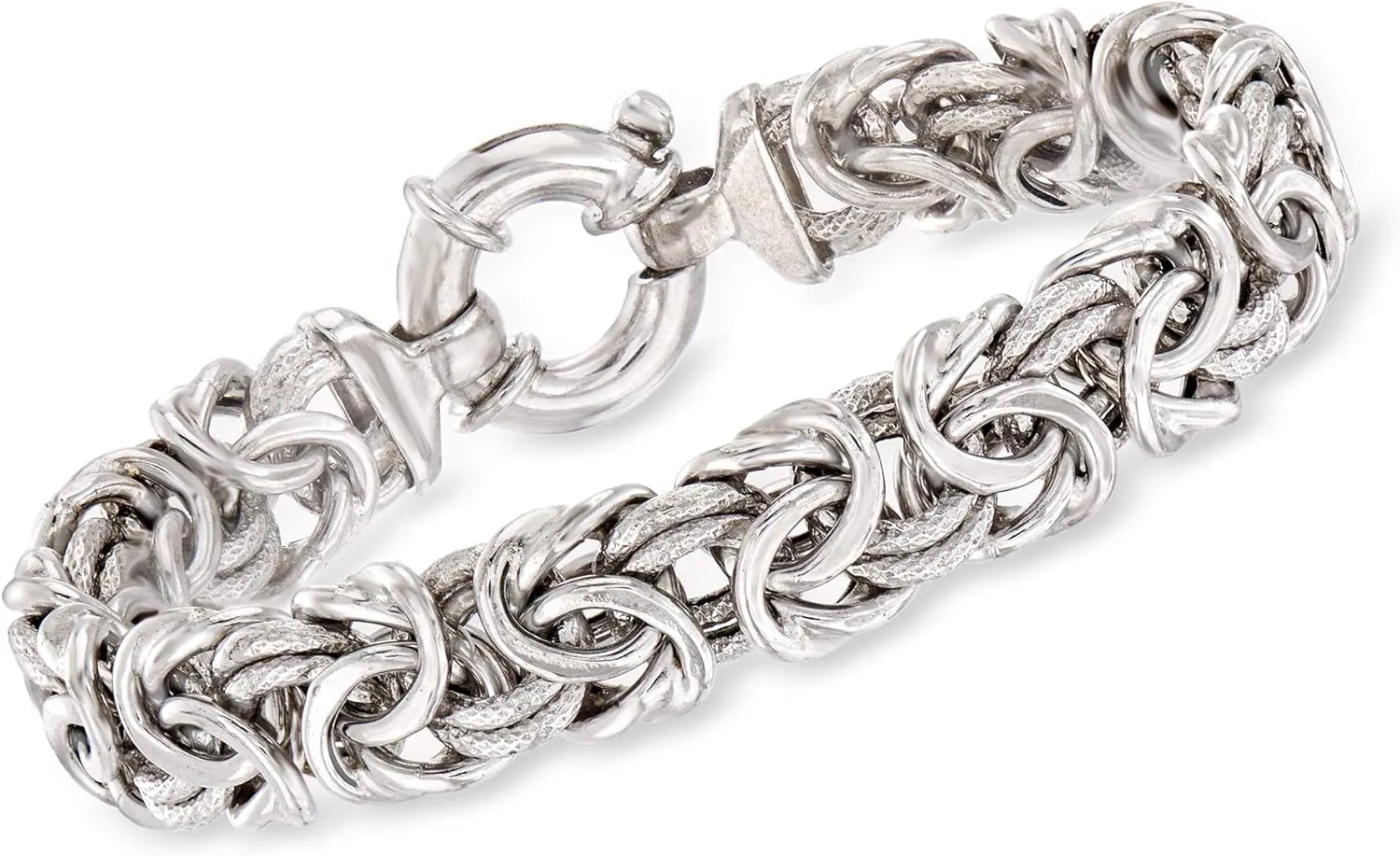 Ross-Simons Italian Sterling Silver Textured and Polished Byzantine Bracelet