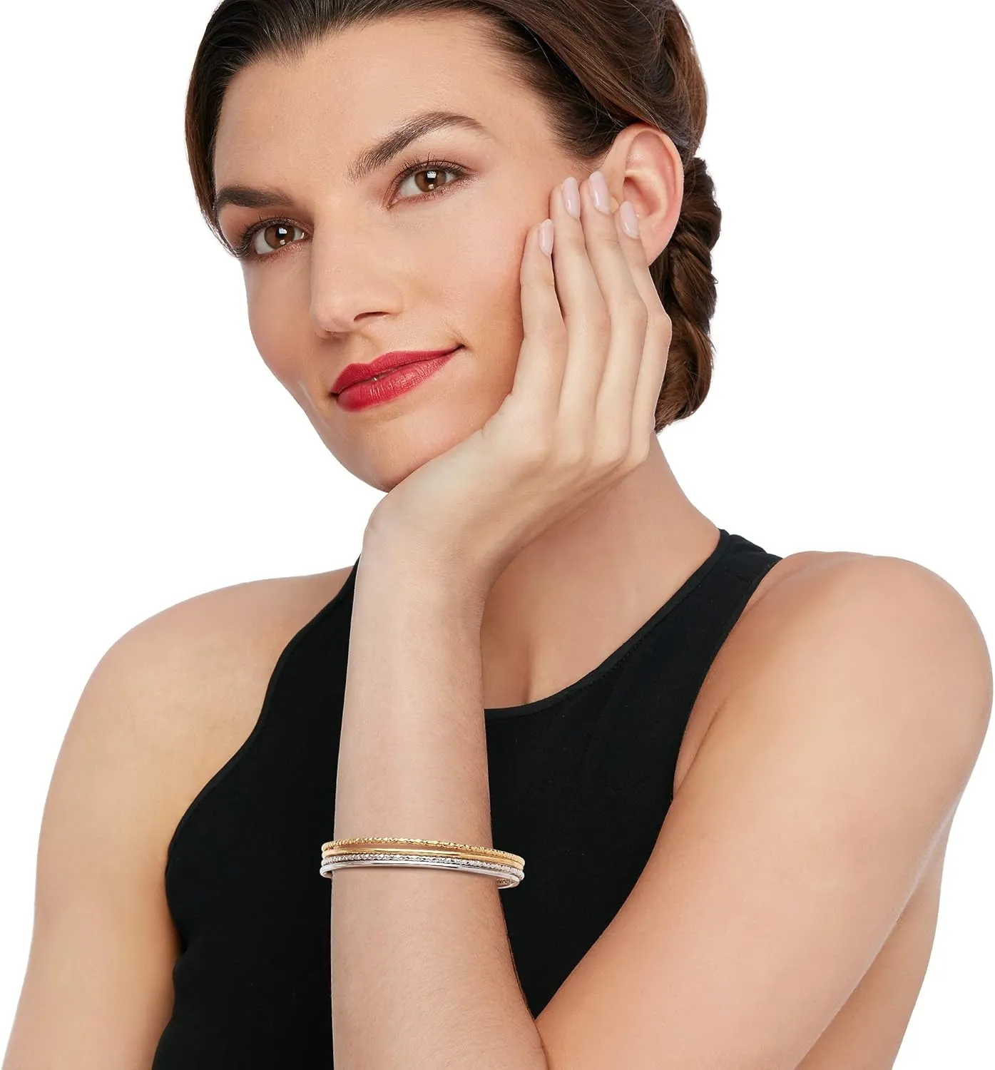 Ross-Simons Two-Tone Sterling Silver Jewelry Set: 6 Bangle Bracelets