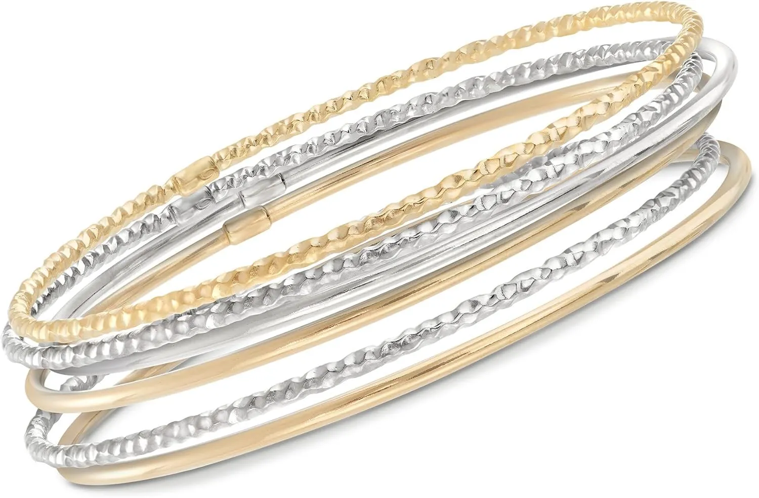 Ross-Simons Two-Tone Sterling Silver Jewelry Set: 6 Bangle Bracelets