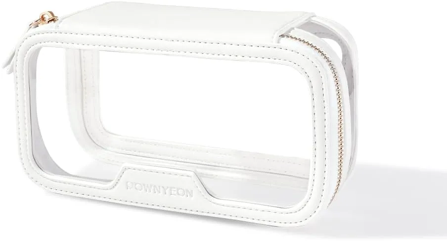 ROWNYEON Waterproof Toiletry Organizer Train Case, CLear Travel Makeup Bag for WomenTransparent Cosmetic BagPortable Makeup Case Organizer (White)