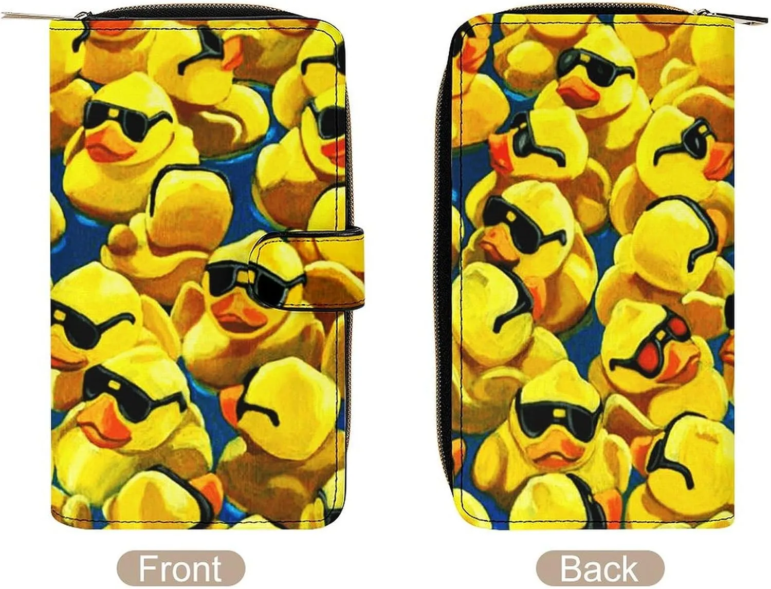Rubber Duck Cool Sunglasses Leather Multifunctional Wallet with 12 Card Slots for Unisex