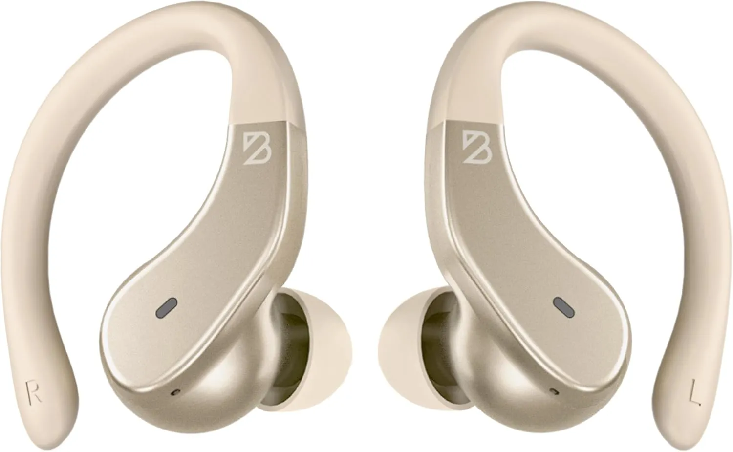 Runner 40 - Secure-Fit Wireless Earbuds for Small Ears, Running Bluetooth Earphones for Women and Men, Gold Deep Bass Wrap Around Earbuds for Small Ear Canals with EarHooks, Light Over The Ear Buds